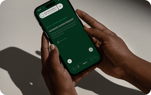 A learner working through a Saga chat scenario on a phone